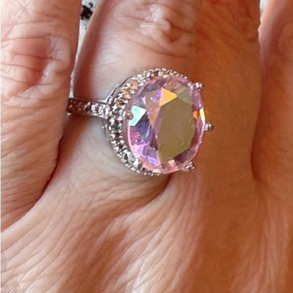 ♥️💖 Sterling Silver Pink Faceted CZ Ring